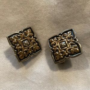 Vintage James Avery silver and gold pierced earrings